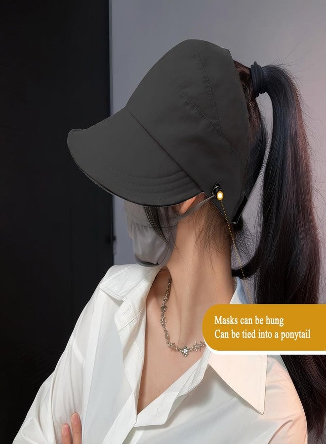ROBOHOOK Sun Hats for Women Uv Protection, Sun Protection Hat Sombreros para El Sol De Mujer Sunhats with Ponytail Hole for Women Uv Protection Lightweight and Breathable Perfect for The Beach (Black) - Image 4